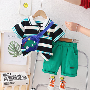 Costume d'été pour garçon - ensemble deux pièces élégant et stylé pour enfant avec sac dinosaure - tendance - Product Image 5