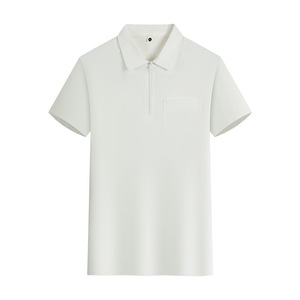 เสื้อโปโลแขนสั้นสีทึบเส้นใยโพลีเอสเตอร์ชุดทำงานสวมใส่ทุกวันสีขาวสีเบจสีส้มสีกากีสีเงินสีเทา YZ01-M086 - Product Image 1