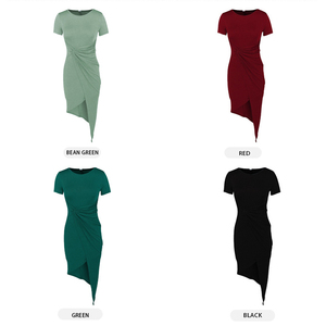 Abito Estivo OEM in Maglia Elastica <span class=keywords><strong>con</strong></span> <span class=keywords><strong>Spacco</strong></span> 2026, <span class=keywords><strong>Vestito</strong></span> <span class=keywords><strong>Midi</strong></span> Casual Slim a Maniche Corte per Donna - Product Image 3