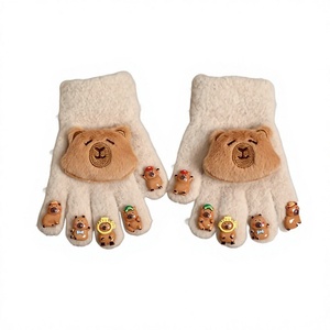 Guantes de medio dedo de capibara lindos al por mayor para niños, manoplas de lana cálidas de invierno para bebés, OEM y ODM - Product Image 4