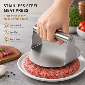 Paslanmaz Çelik Hamburger Presi Patty Manuel <span class=keywords><strong>Burger</strong></span> Presi Kaymaz Saplı Çevre Dostu Bulaşık Makinesinde Yıkanabilir Et Presi Aracı Ev - Product Image 6