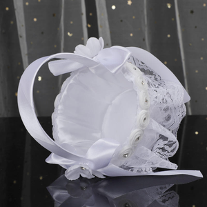 Fête de mariage faveurs pour les invités strass Rose fleur motif ruban arc dentelle <span class=keywords><strong>blanche</strong></span> femmes filles femmes mariée paniers de mariage - Product Image 4