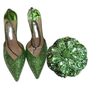 Italian Designer Evening Shoes With <strong>Clutch</strong> <strong>Bag</strong> Set <strong>for</strong> African <strong>Wedding</strong> and Bridal Occasions Lace Embroidered Beads Women's Shoes - Product Image 3
