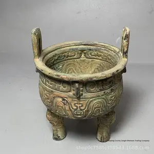 Антикварная китайская бронзовая курильница-трипод, ритуальный сосуд в архаичном стиле с узором таоти, коллекционный предмет декора - Product Image 2
