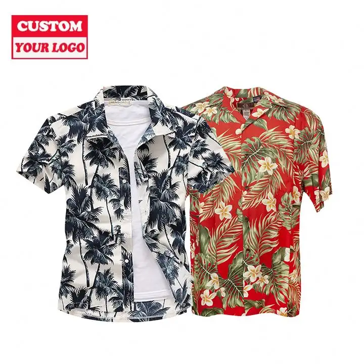Oem Service Cheap 100% Cotton Printed Custom Mens Floral Shirts Hawaiian Men Button Up Shirt