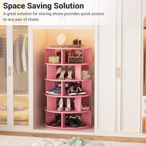 Étagère à chaussures rotative rose rotative à 360 degrés rotative circulaire rotative pour salon armoire de rangement armoires à chaussures rotatives - Product Image 2