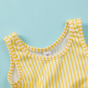 Baju bayi-ropa de verano para niños y niñas, bikini personalizado de playa con volantes a rayas, traje de baño dividido - Product Image 4