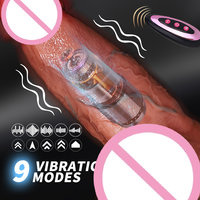 Vibromasseur télescopique chauffant et vibrant à télécommande, texture veineuse réaliste, en silicone étanche avec ventouse, pour stimulation du point G