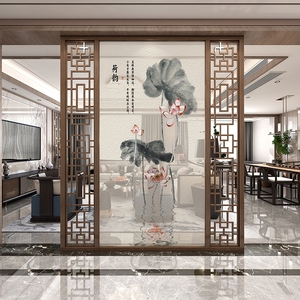 Mới phong cách Trung Quốc tối giản nghệ thuật khách sạn nhà hàng lối vào trang trí bức tranh phân vùng màn hình thép không gỉ - Product Image 4