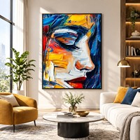 Tableau mural abstrait 3D impasto peint à la main sur mesure, portrait de femme, couteau à palette, Pop Art pour salon et décoration d'hôtel