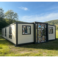 Maison conteneur pliable à double aile, design ferme respirant, pour hébergement d'urgence, bureau, atelier, post-catastrophe