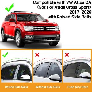Barres transversales <span class=keywords><strong>de</strong></span> toit pour VW Atlas CA 2017-2026 à rails surélevés (non Cross Sport), en aluminium robuste, porte-bagages et porte-skis <span class=keywords><strong>de</strong></span> toit - Product Image 2