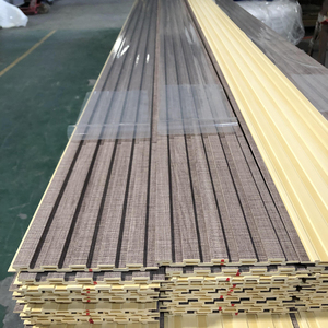 Modern ev dekor malzemeleri alev geciktirici ahşap plastik kompozit duvar kaplama PVC tavanlar 3D yivli ızgara sanat panjur paneli - Product Image 1