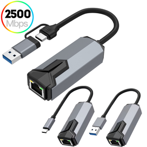 コンピュータ2.5Gbps USB 3.0タイプCギガビットイーサネットアダプタ2500Mbps USB3.0タイプC-RJ45 2.5G有線ネットワークカードLANコンバータ - Product Image 1