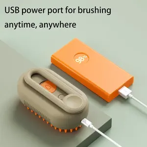 مشط كهربائي 3 في 1 لتجميل القطط والكلاب، قابل لإعادة الشحن، صديق للبيئة، بلاستيكي، فرشاة تنظيف للحيوانات الأليفة، بخاخ بالبخار لإزالة الشعر والتدليك - Product Image 6