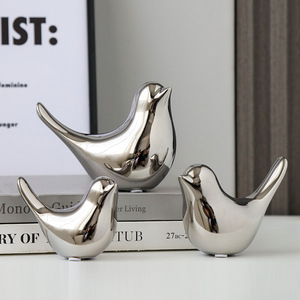 Home Decoration Creative Office Model in Study Bedroom <strong>Living</strong> <strong>Room</strong> Light Luxury <strong>Silver</strong> Ceramic Bird <strong>Ornaments</strong> - Product Image 3