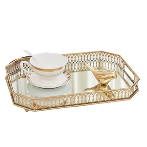 Luxury Gold Metal Modern <b>Desk</b> <b>Ornaments</b> Rectangle Food Tea Serving Tray for Congratulation Occasions - Product Image 1