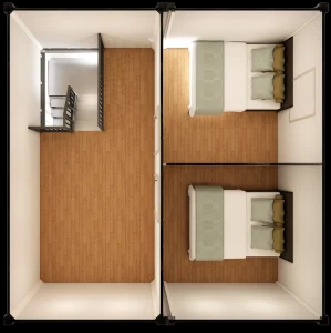 บ้านสำเร็จรูป Max Prefab Villa 2-2 ชั้น แบบโมดูลาร์คอนเทนเนอร์ 4 ยูนิต ดีไซน์แบบแพ็คสำเร็จทันสมัย รับประกัน 1 ปี เหมาะสำหรับโรงแรม - Product Image 2