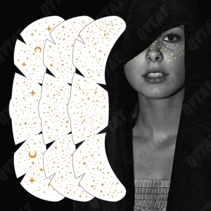 Autocollant Tatouage Éphémère Effet Paillettes Dorées pour le Visage – Maquillage Scintillant Métallique pour Femme, Idéal Soirées et Beauté - Product Image 3