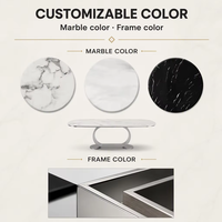 Table à manger de luxe pour la maison, design moderne, base en acier inoxydable, plateau en marbre