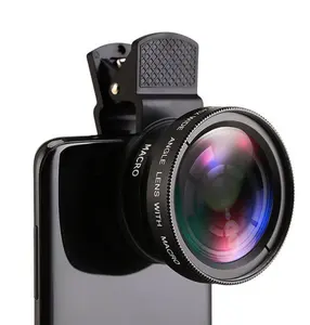 1 में 2 HD कैमरा लेंस क्लिप 37mm मोबाइल फोन लेंस पेशेवर 0.45x 49uv सुपर चौड़े कोण मैक्रो HD के लिए लेंस iPhone एंड्रॉयड