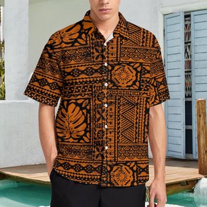Chemises Hawaïennes de Haute Qualité pour Hommes, Vêtements Polynésiens, Motifs de Tatouages Samoans, Chemises Noires en Gros, Chemises Formelles des Îles du Pacifique - Product Image 3