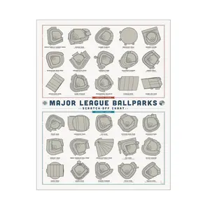 Pop Chart Major League Ballparks Scratch-Off Poster 12" x 16" Print | Track Your Visits to Stadiums | Baseball Decor Gift