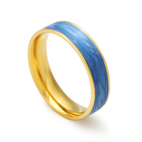 Bague d'articulation brillante en acier inoxydable Chris april en émail blanc et bleu