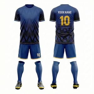 Completo da <span class=keywords><strong>Calcio</strong></span> Personalizzato con Motivo a Quadri Sfumato Nero e <span class=keywords><strong>Viola</strong></span>, Uniforme da <span class=keywords><strong>Calcio</strong></span> Personalizzata per Adulti - Product Image 4