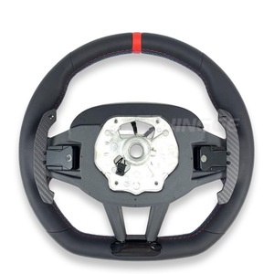 พวงมาลัยหนังคาร์บอนไฟเบอร์แบบฐานเรียบสำหรับ BMW F01 F02 F06 F07 F10 F11 F12 F13 F30 F80 G20 G28 G29 G30 F87 X3 X4 X5 X6 - Product Image 2