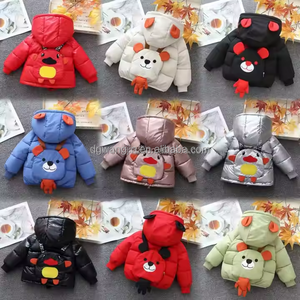 Vestes d'hiver chaudes pour bébés et enfants, en denim à imprimé animal, réversibles, pour garçons, vêtements d'hiver respirants en coton - Product Image 1