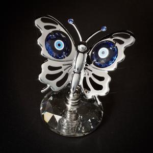 Amuleto de ojo malvado estatuilla de mariposa Bohemia cromado Crystocraft con estampado láser buena suerte recuerdo protección ornamento - Product Image 3