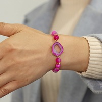 Bracelet extensible en tranches d'agate naturelle et de cristal Druzy, idéal pour femme, cadeau de bijoux