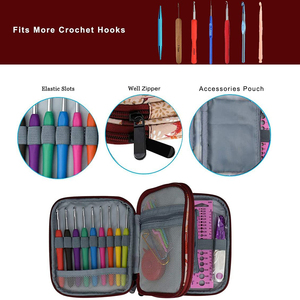 Sac de rangement portable pour crochet de voyage avec fermeture à glissière vide crochet crochet étui <span class=keywords><strong>Web</strong></span> poche crochets pour l'organisation du salon - Product Image 2