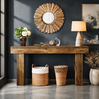 Table console étroite en bois massif de 63 pouces, table de canapé moderne pour couloir, entrée, salon, chambre, bureau à domicile