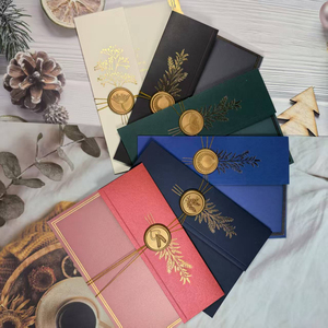 Tarjetas de invitación de boda hechas a mano de alta gama, cera para sellar y sellos - Product Image 2