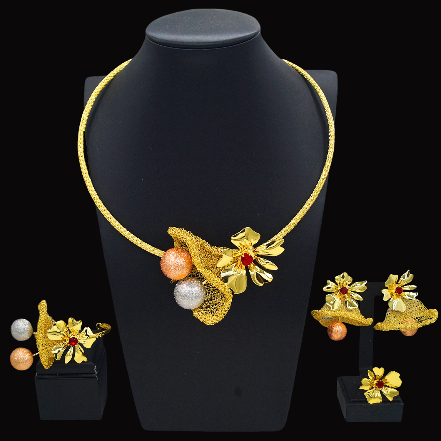 jewellery plated gold big size large set