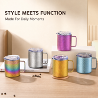 Tasse en titane à double paroi avec couvercle, finition cristal colorée, pour thé, café, bureau et extérieur, personnalisable avec logo, vente en gros