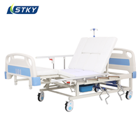 Cama de enfermería manual con giro lateral y orinal, para cuidado en el hogar y hospital, con respaldo y elevación de piernas ajustables para personas mayores