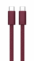 Kabel USB C ke USB C 100W dengan Jalinan Nilon Warna Merah Ceri Tua, Aluminium Alloy, PD Pengisian Cepat, Transfer Data 480Mbps, Kabel Tipe C
