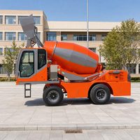 Camion malaxeur autoportant d'Amérique du Sud 1,8 m³ 4x4, malaxeur à béton portable avec cabine fermée pour travaux agricoles