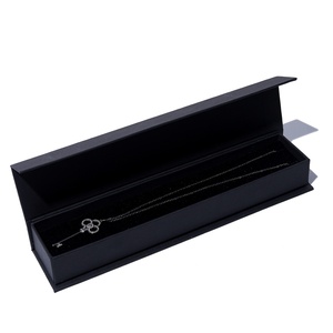 Custom Small <b>Black</b> Rectangle Paper Jewelry Packaging Simple Style <b>Box</b> and Bag with Logo for Necklace Ring Bracelet - Product Image 2