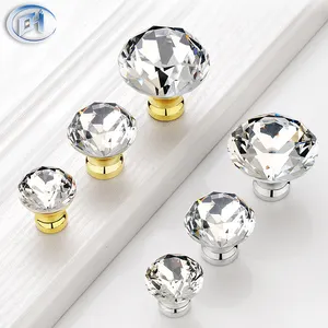 BN Furniture Wardrobe Cabinet Knob For Closet Crystal Drawer Knobs Metal Base Diamond Shape Wholesale