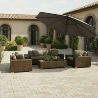 Ensemble de mobilier d'extérieur moderne en rotin synthétique tressé double plat, résistant aux intempéries, fait main, écologique, pour villas, jardins et parcs