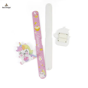 2023 yeni varış sevimli Unicorn çocuk Snap saatler çocuklar karikatür silikon ışık LED dijital bilezik çocuklar oyuncak tokat kol saati - Product Image 6