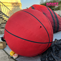 Ballon de basket gonflable géant de 2,5 m avec texture cuir, modèle de ballon de sport rouge pour la promotion d'événements sportifs