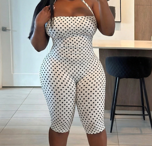 Viviblook J26JP132 Combinaison d'été pour femme, nouvelle combinaison sexy à pois sans manches, col halter, coupe ajustée, une pièce - Product Image 2