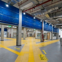 Volet roulant ignifuge en tissu inorganique à double rail et double rideau pour centre commercial