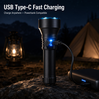 Linterna Láser Blanca de 2350 Lúmenes, Alcance de 500 m, Recargable por USB C, para Exteriores, Camping, Senderismo, Emergencias, Búsqueda, Linterna de Aluminio
