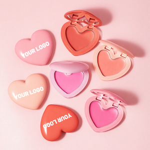 Paleta de Rubor y Iluminador en Polvo Compacto Rosa con Logotipo Personalizado, Tinte para Mejillas, <span class=keywords><strong>Maquillaje</strong></span> de Marca Privada, ¡Gran Venta! - Product Image 1